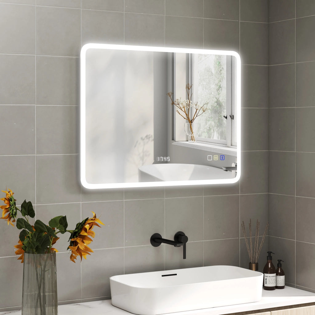 Specchio da Bagno con LED Bluetooth ¨C zephmum ¨C 80x60 cm Antivaho 3 Colori IP44