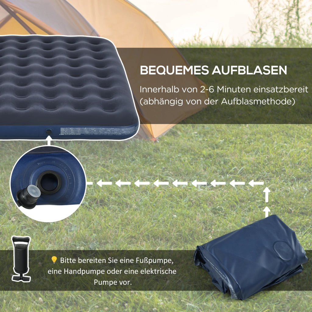 Materasso gonfiabile per 2 persone ¨C zephmum ¨C 203x152x22 cm Blu scuro