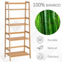 Libreria a 4 Livelli Moderna Scaffale a 4 Ripiani Bagno Cucina Balcone Bambù 48 × 30 × 119cm