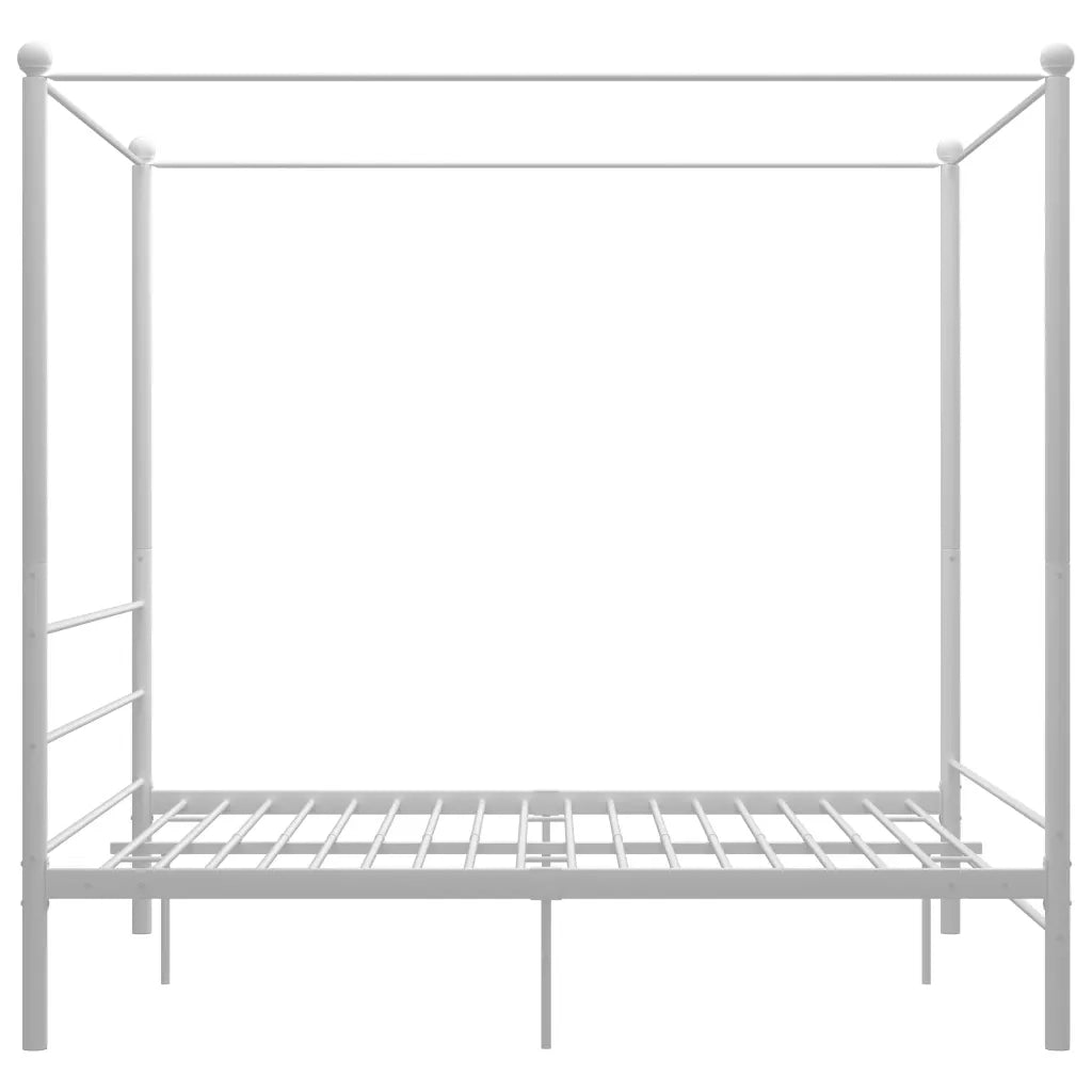 Letto a Baldacchino Bianco in Metallo 160x200 cm 325064
