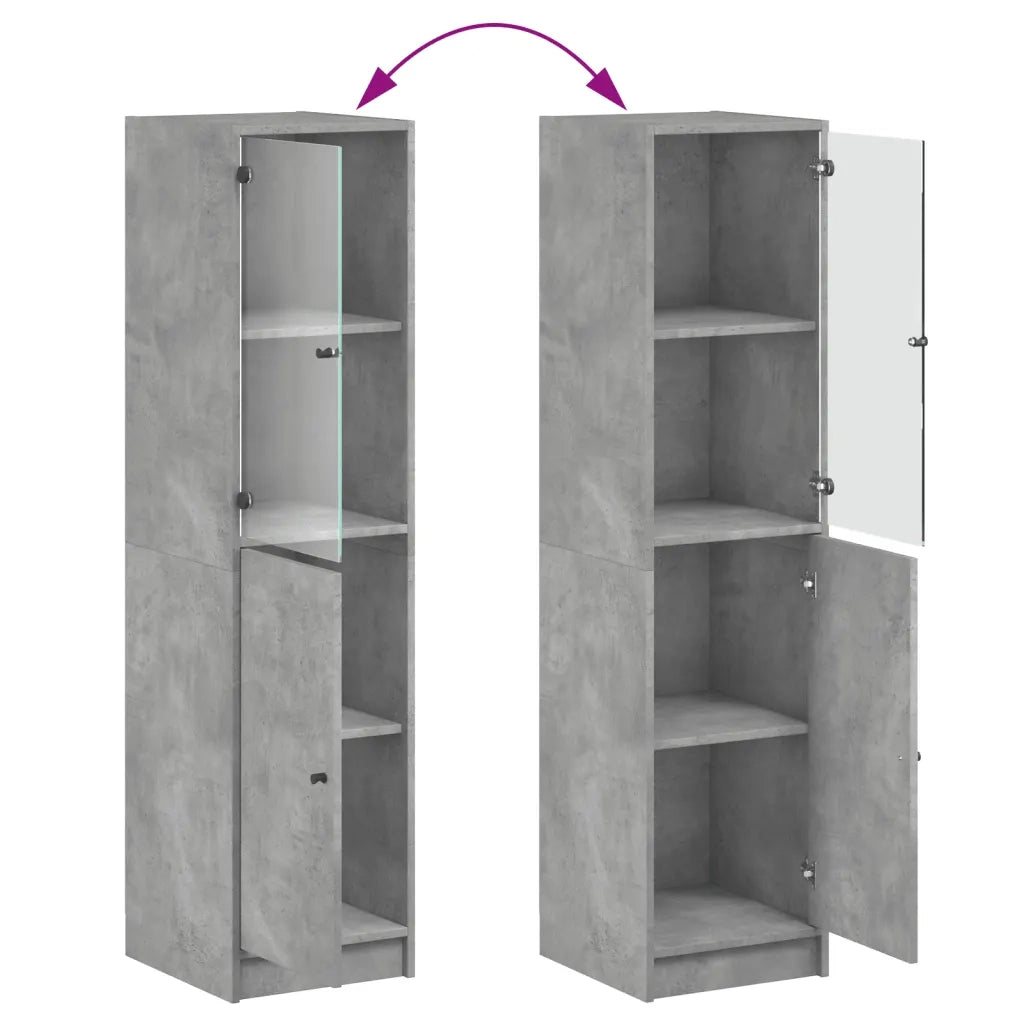 Credenza con Anta-Buffet-Armadio da cucina in Vetro Grigio Cemento 35x37x142 cm