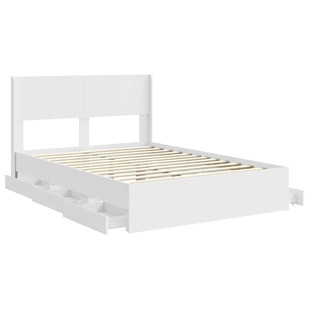 Struttura del letto con stoccaggio e testata Bianco 3414293