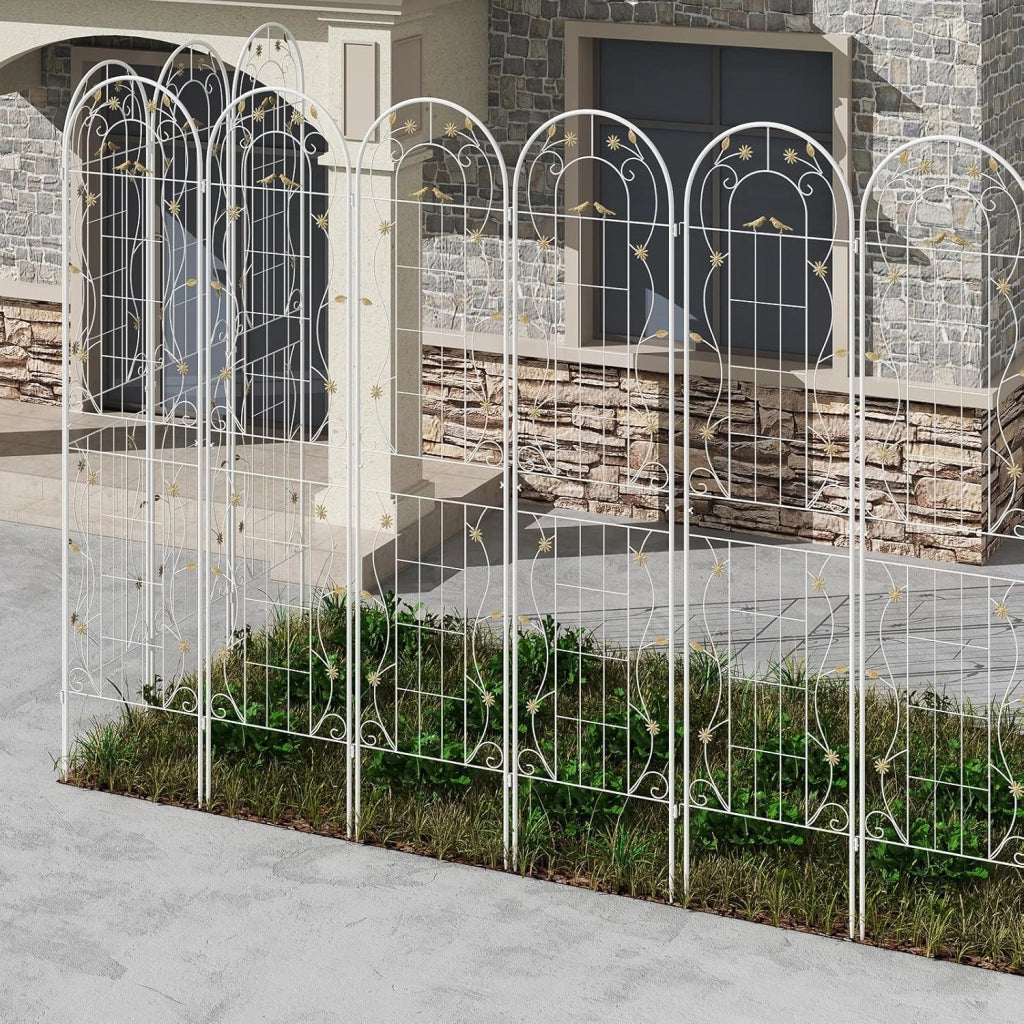 Grigliati per Rampicanti 180 x 50 CM, Set di 2 Tralicci di Metallo Antiruggine per Piante Rampicanti, Rose e Verdure, Decorazione Esterna per Giardino, Cortile e Patio (Bianco)