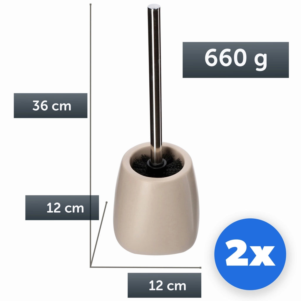 Set di 2 scopini per WC in ceramica beige KADAX