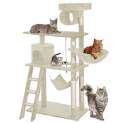 Albero Tiragraffi per Gatti Parco Giochi Cuccia Graffiatoio gatto 142cm Beige