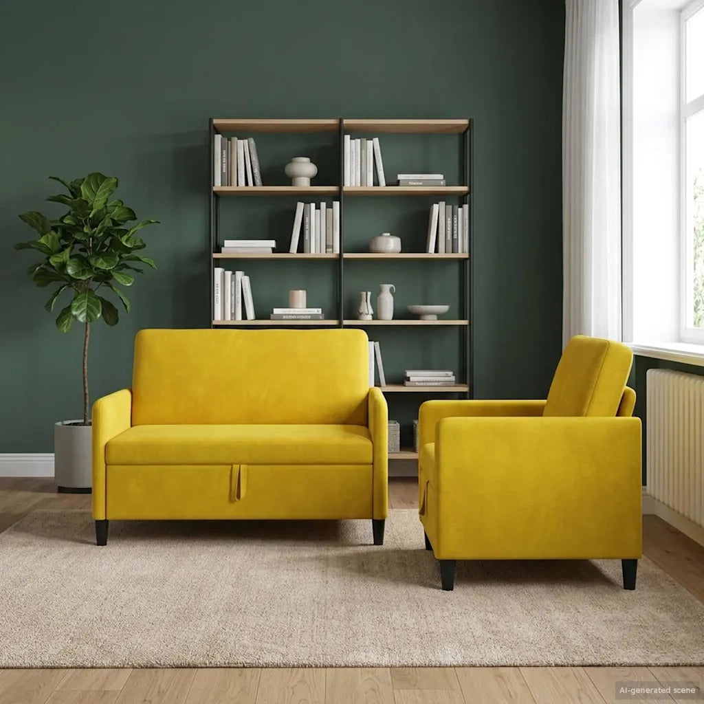 Set di Divani con Storage 2 pz Giallo Poliestere 3429169