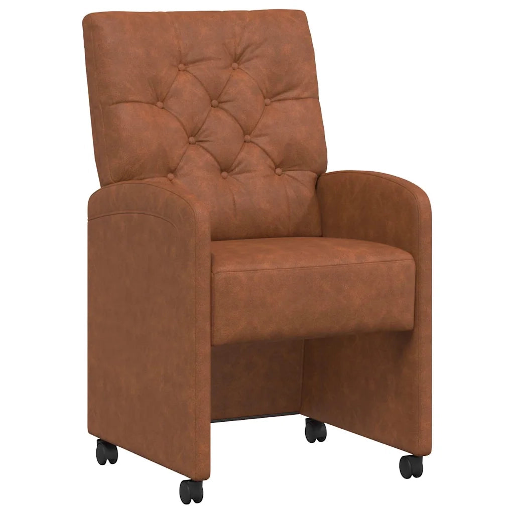 Sedie da Pranzo con Ruote 2 pcs Marrone 58 x 67 x 97 cm