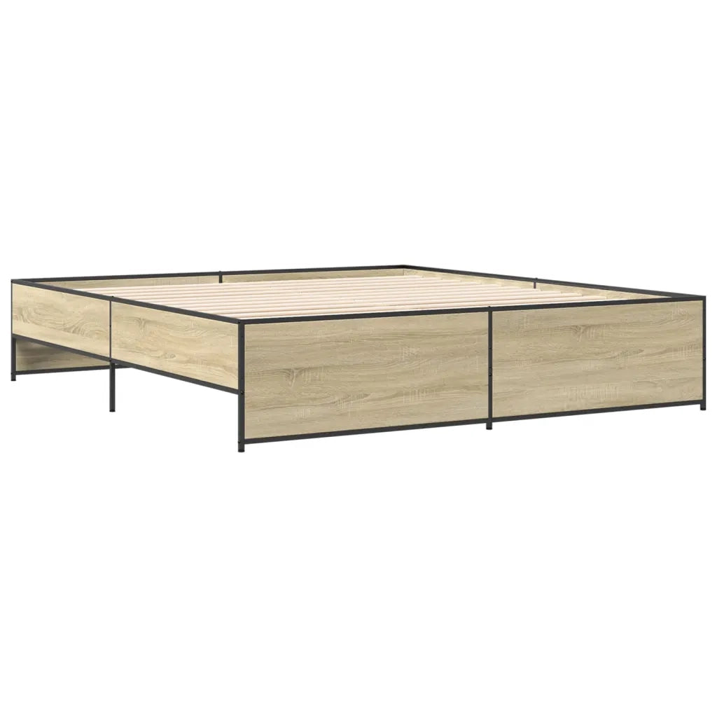 Giroletto-Struttura Letto Rovere Sonoma 180x200 cm in Legno Multistrato Metallo 343051