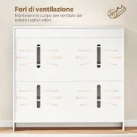 Scarpiera Slim da Ingresso per 25-30 Paia di Scarpe con Ante a Chiusura Ammortizzata, Bianco Lucido