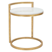 Koror, Tavolino da Salotto Forma Rotondo, 41x41x51h cm Bianco Marmo