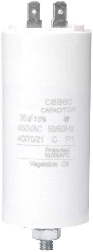 Condensatore di Avvio 35uF 450V - Condensatore per Lavatrici - Condensatore per Veicoli - Connettore a Viti - Progetto Sostenibile