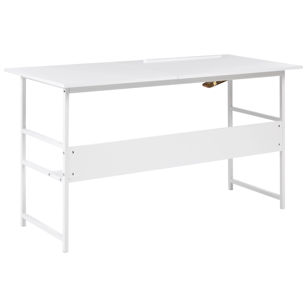 Scrivania da ufficio per casa con piano regolabile e ripiano inferiore in truciolato 140 x 50 cm bianco Design minimalista