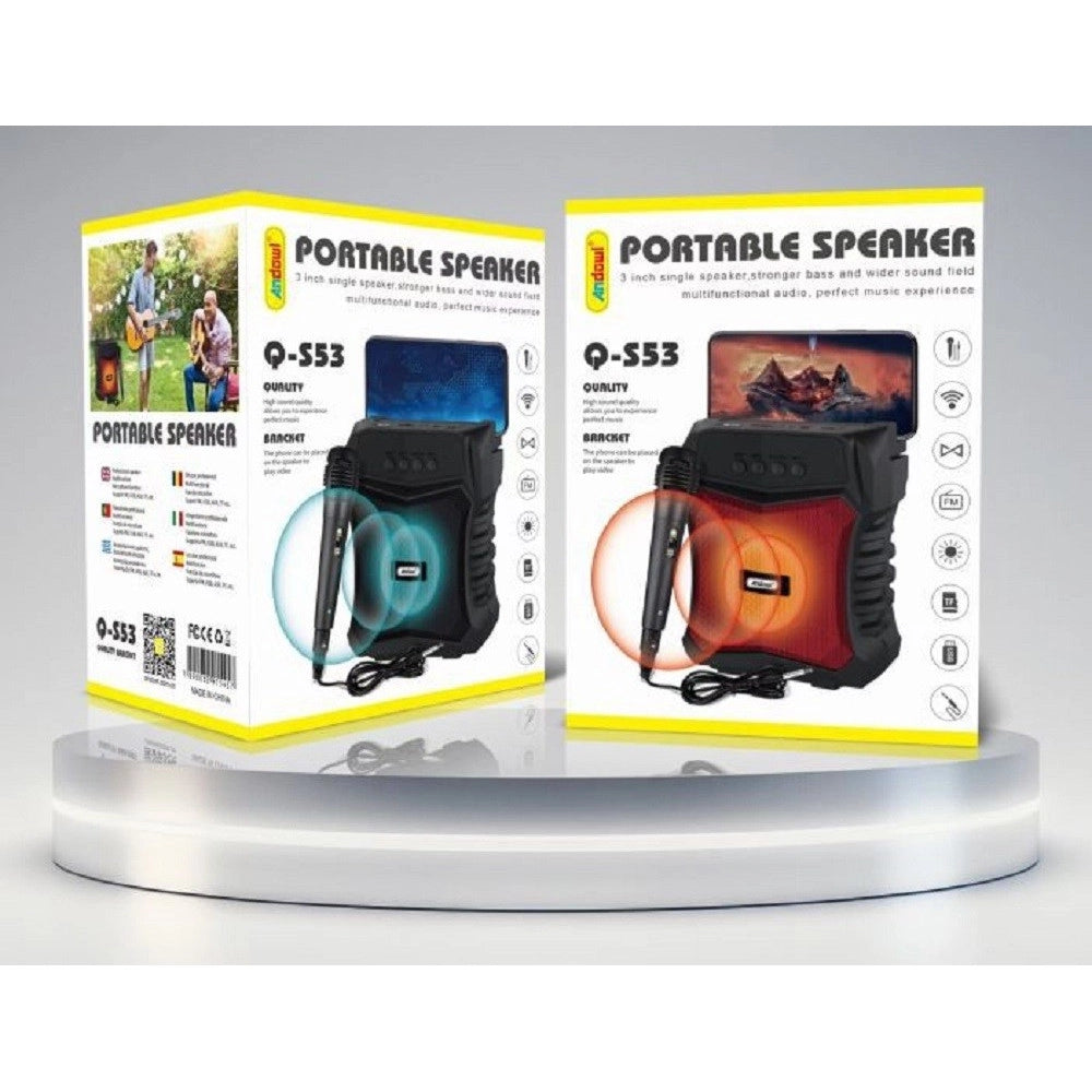 Trade Shop - Altoparlante Bluetooth Portatile Karaoke Con Microfono Cablato Radio 5watt Q-s53 -