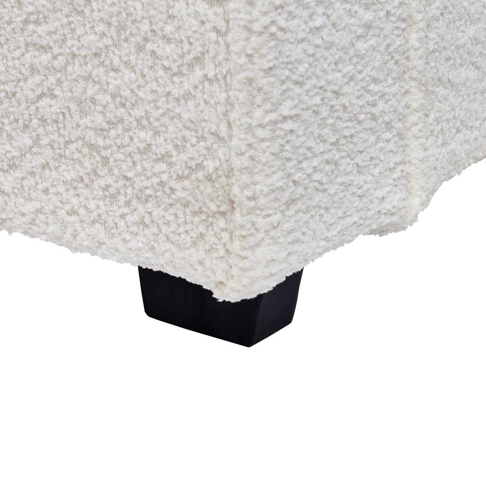 Letto matrimoniale in tessuto bouclé bianco sporco 160 x 200 cm stile moderno