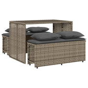 Set da Pranzo da Giardino 3 pz | Set Salotto da Giardino con Cuscini in Polyrattan Grigio