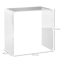 Tavolino da Salotto in Acrilico a U con Bordi Lisci e Angoli Arrotondati, 53.5x30.5x53.5 cm, Trasparente
