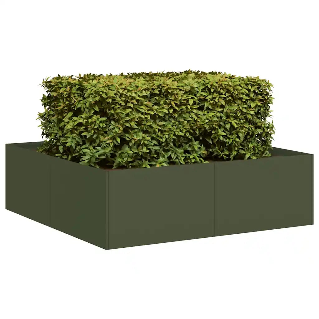 vidaXL Fioriera Verde Oliva 100x100x30 cm in Acciaio