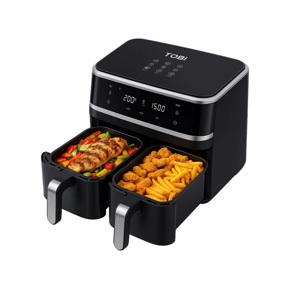 Trade Shop - Friggitrice Ad Aria A Doppio Cestello Indipendenti 15lt 2400w Touch Led 8 Programmi Tb-963 -