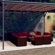 Set Divani da Giardino 14 pz con Cuscini in Polyrattan Marrone cod mxl 34836