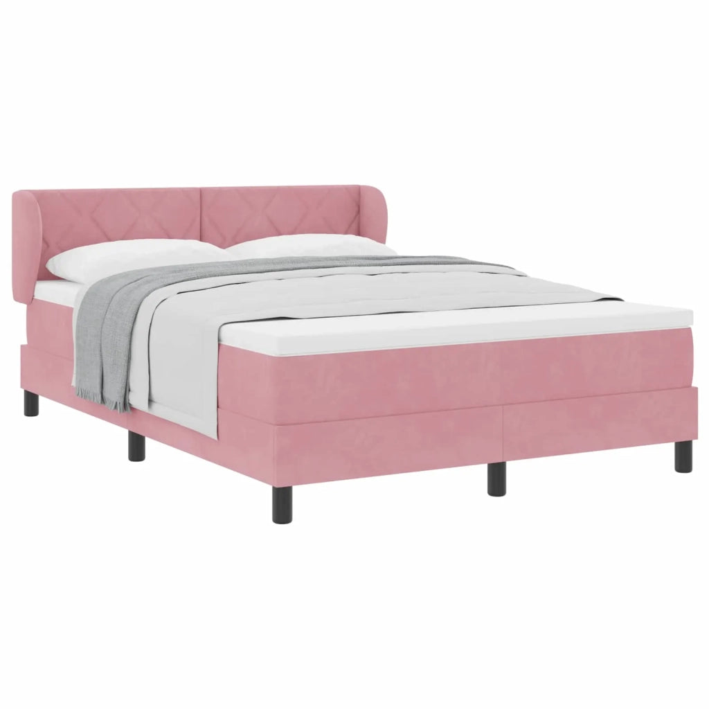 Letto a molle con testiera Rosa 140 x 190 cm Velluto 3340441