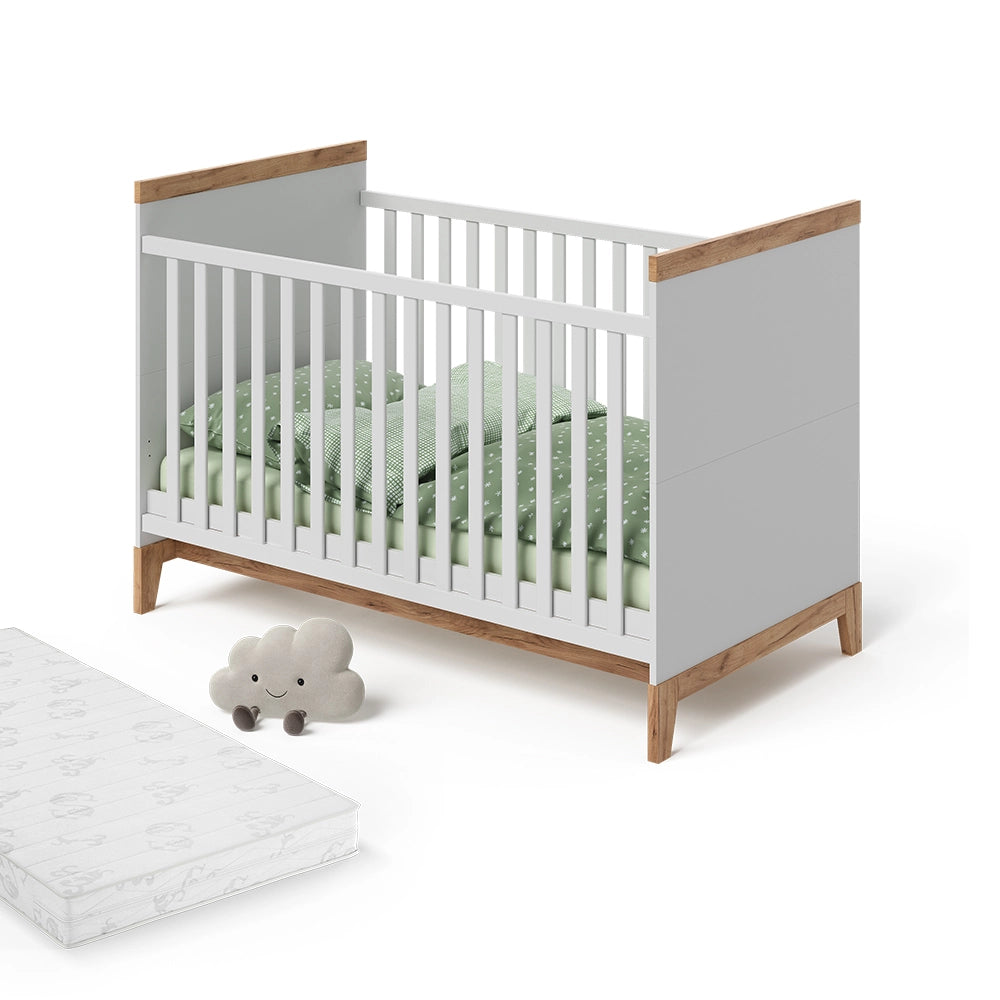 Vitalispa culla neonato Bianco/Artisan 70x140 cm con materasso