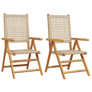 Sedie da Giardino 2 pz | Sedie da Esterno Beige Legno Massello Acacia e Polyrattan