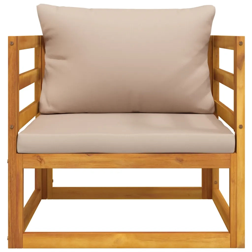 Sedia da giardino-Poltrona da Giardino con Cuscini Tortora Legno Massello Acacia
