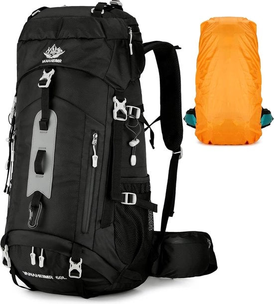Zak da Viaggio 60 litri, Borsa da Trekking per Uomo e Donna, Impermeabile, Grande, con Copertura da Pioggia, per Outdoor, Campeggio, Escursione, Alpinismo, Viaggio