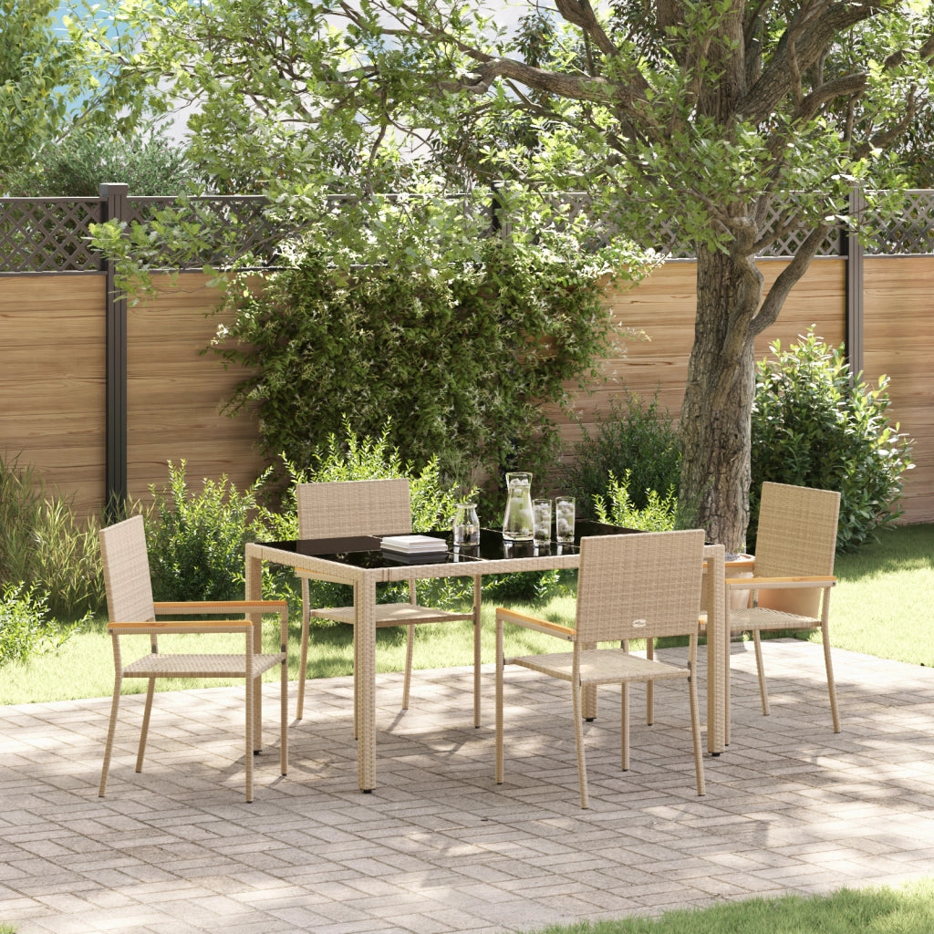 Set pranzo giardino  5 pezzi Beige Poly Rattan