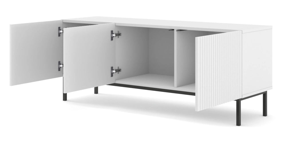 MOBILE RAVENNA C DIAMOND MDF HG PORTA TV 3D 150 BIANCO OPACO LUCIDO TELAIO NERO