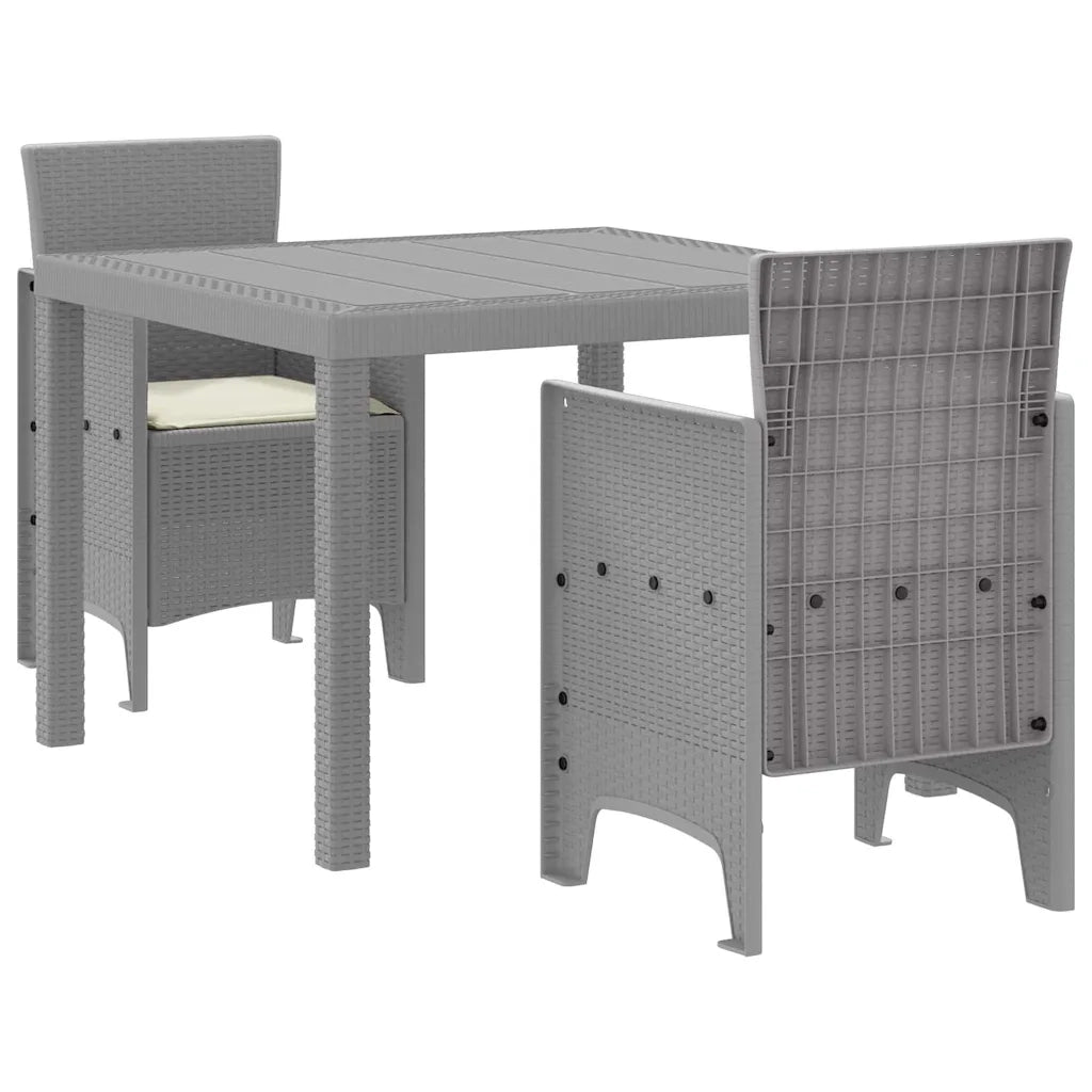 Set da Pranzo per Giardino 3 pcs Grigio chiaro Polipropilene