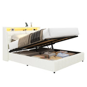 Letto Contenitore 160x200 cm; Letto Matrimoniale - LED; USB e Schienale Regolabile