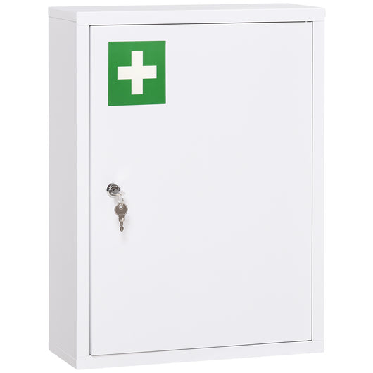 Armadietto Medicinali a 3 Ripiani 40x15x53,5 cm con Serratura e 2 Chiavi in Acciaio Bianco