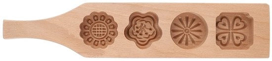 Maamoul Mal Handicraftato in Legno - Stile Vintage - Senza Toxine - Sostenibile - Facile da Pulire - Dimensioni 35x7x3 cm - Mooncake