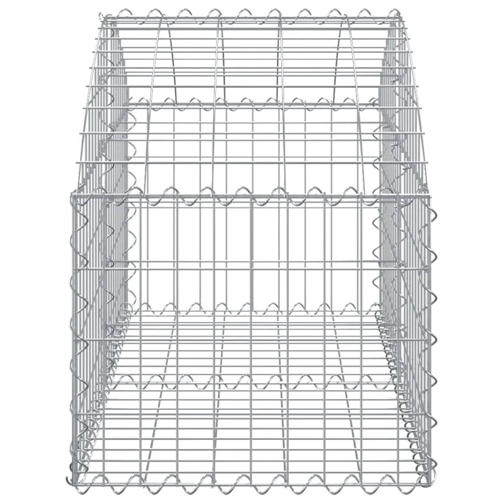 Cesto gabbione recinzione a gabbia muro di contenimento ad arco 100 x 50 x 40/60 cm ferro zincato argento 02_0039967