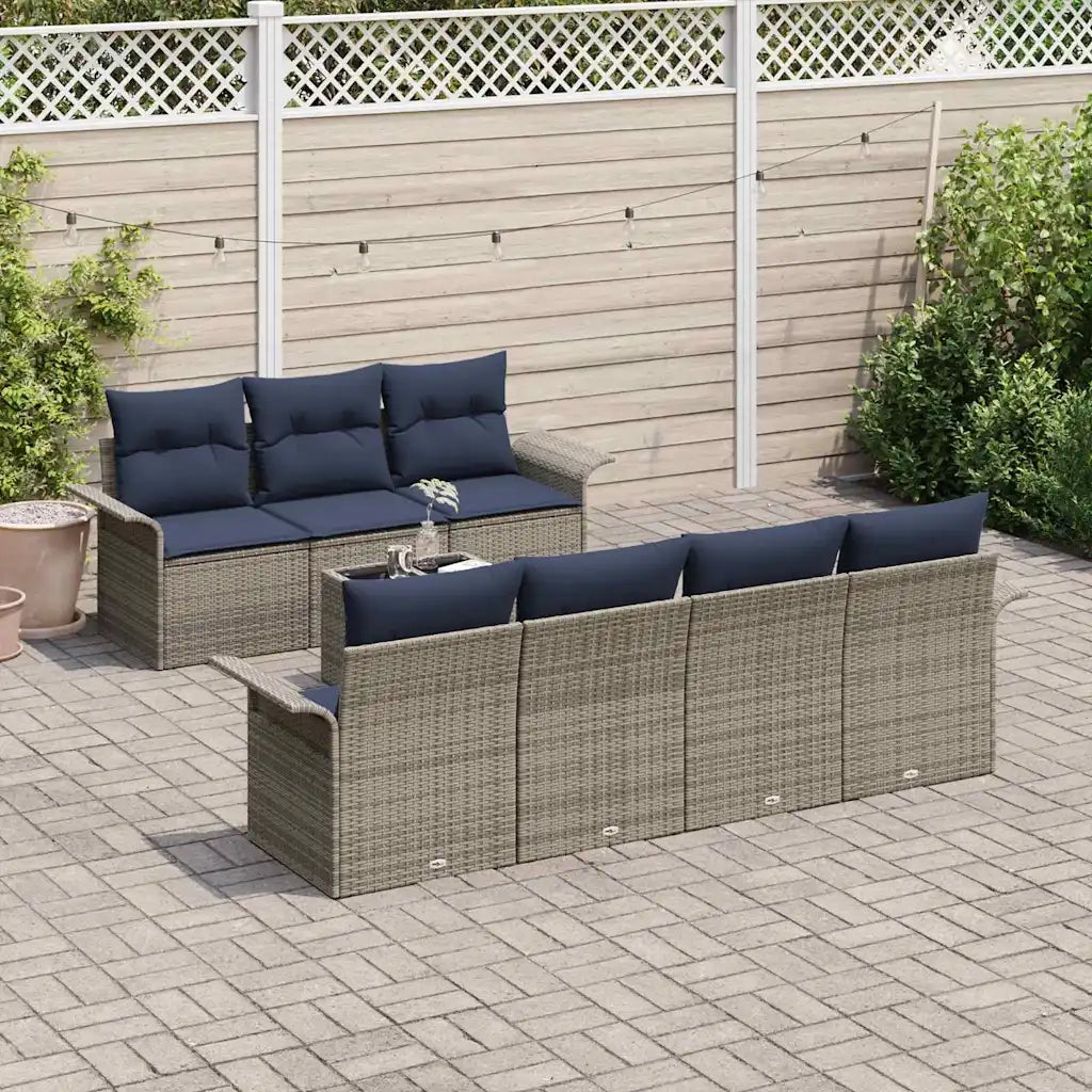 Set Divano da Giardino con cuscino 8 pcs Grigio polyrattan 3345275