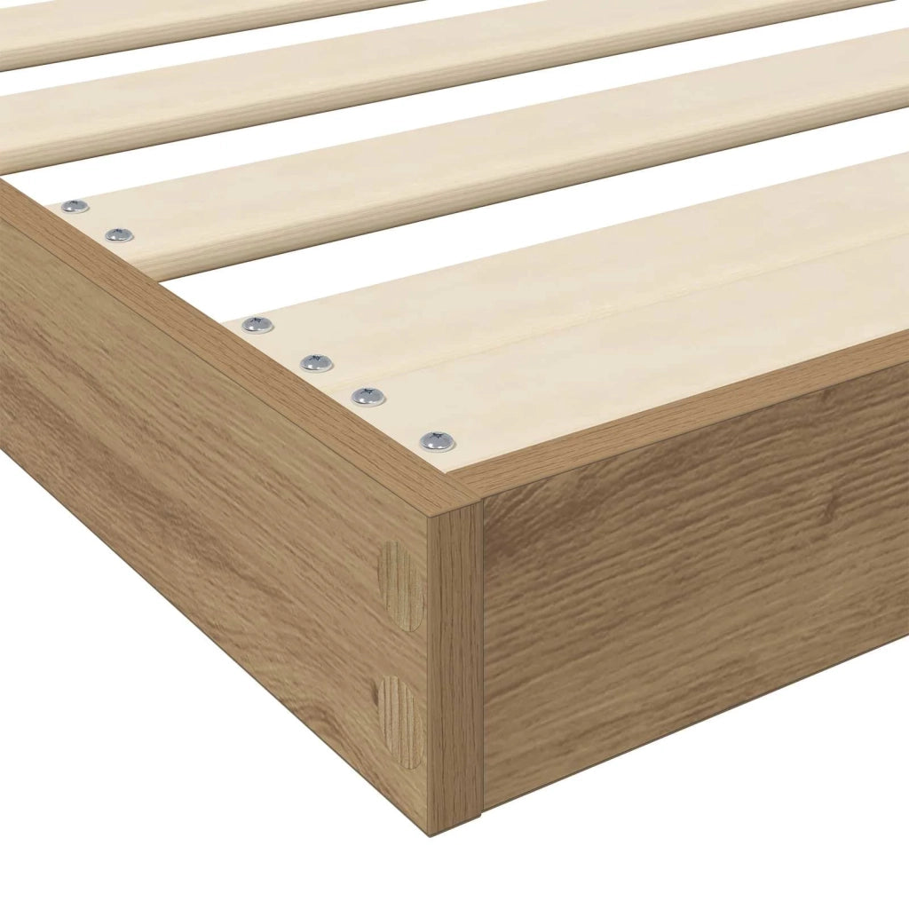 Struttura letto a terra Rovere artigianale 75 x 190 cm