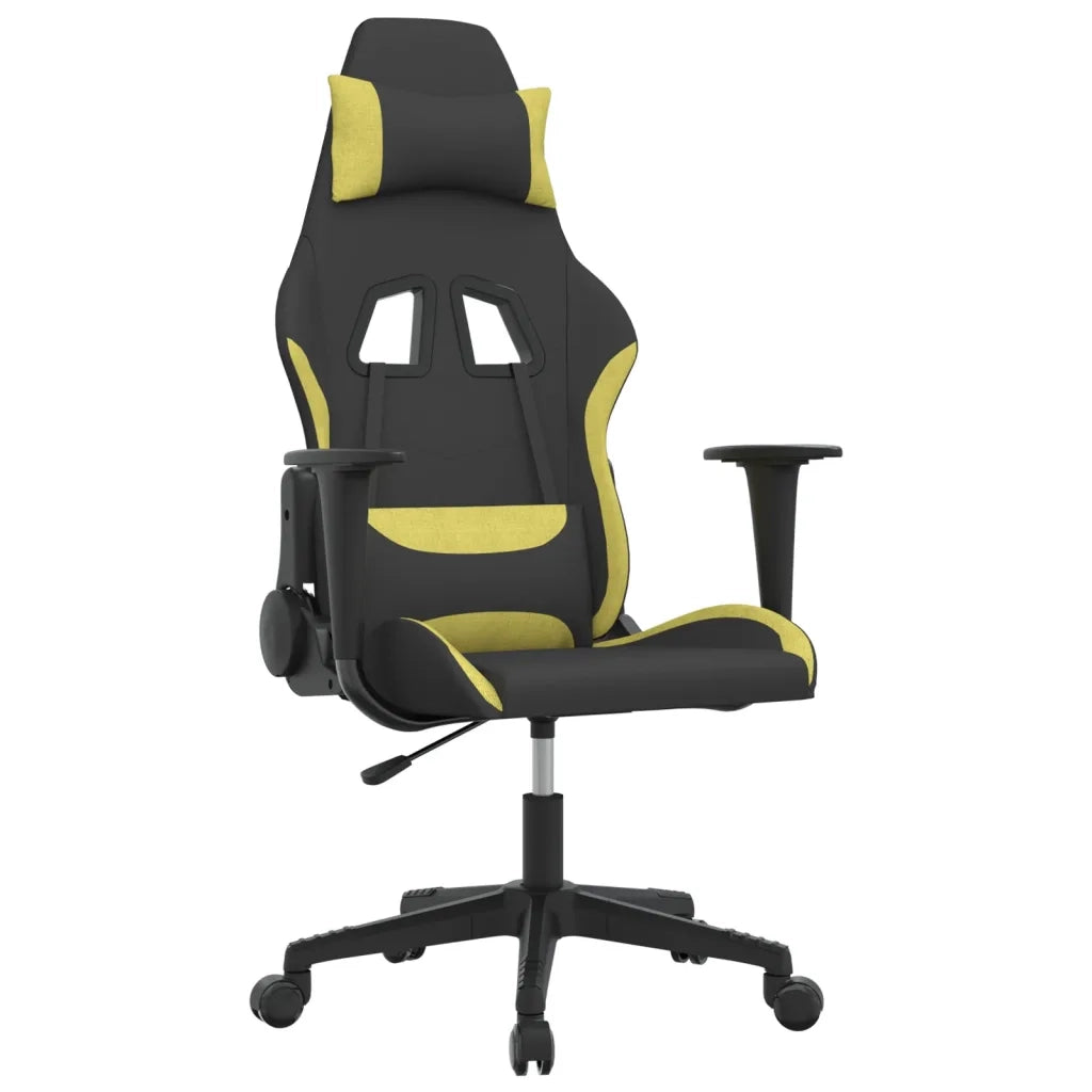 Sedia da Gaming | Sedia da e-sports Nero e Verde Chiaro in Tessuto
