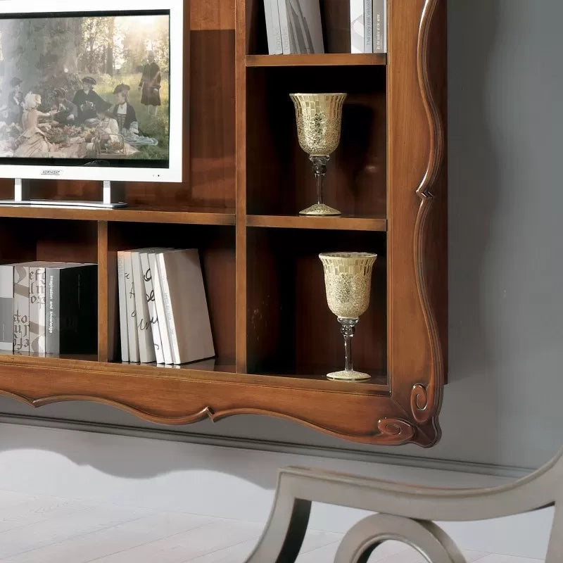  parete porta tv sospesa con cornice 14 vani legno bassano 235x37x192 - Mobili 2G