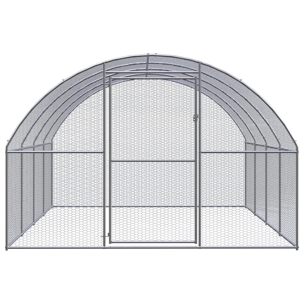 Pollaio/recinto/gabbia per polli da esterno 3 x 4 x 2 m acciaio zincato argento 02_0044011