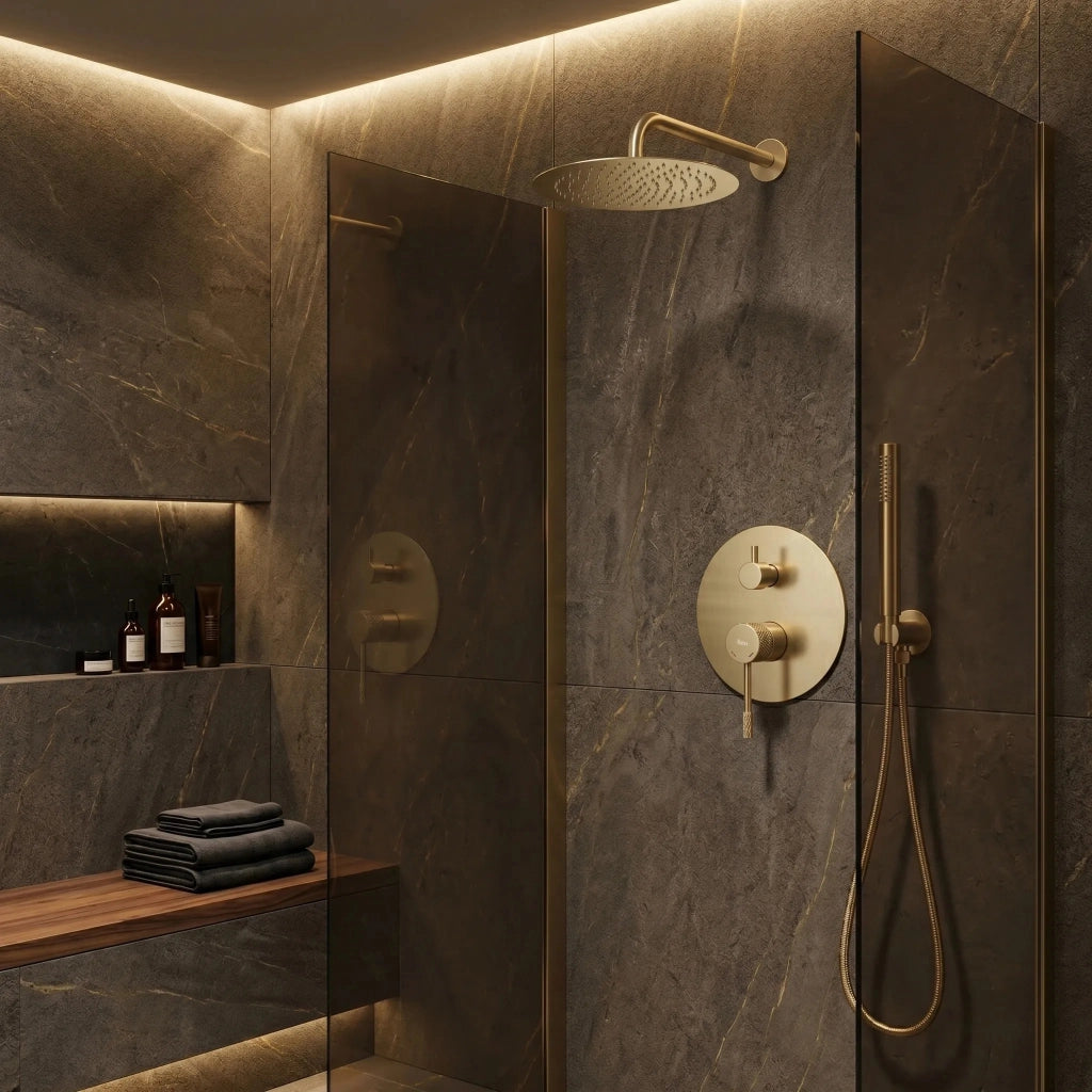 Set Doccia Da Incasso Rea Venti Gold + Box
