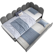 Letto Estraibile 90x200 cm e 90x190 cm; Letto Singolo - Imbottito in Velluto - Grigio
