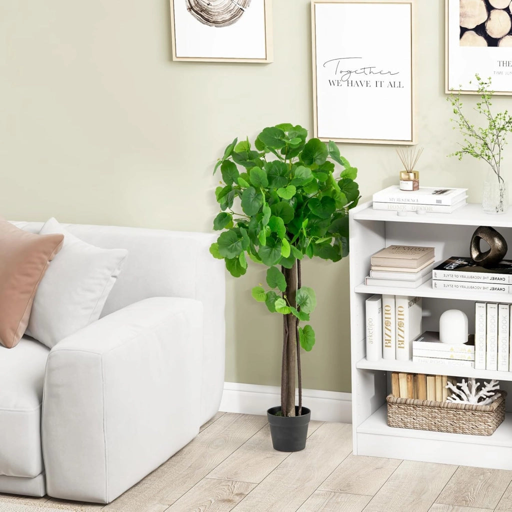 Albero di Begonia Artificiale da 110 CM, Pianta Finta in Vaso con Tronco in Legno Reale, Rami Regolabili, Erba Finta, Pianta da Pavimento per Casa, Ufficio e Matrimonio
