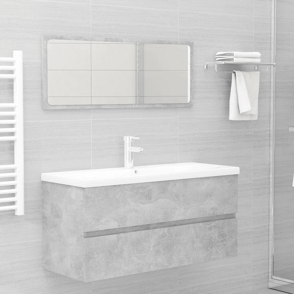 Mobile con Lavabo | Armadio Lavabo Integrato Grigio Cemento in Legno Multistrato