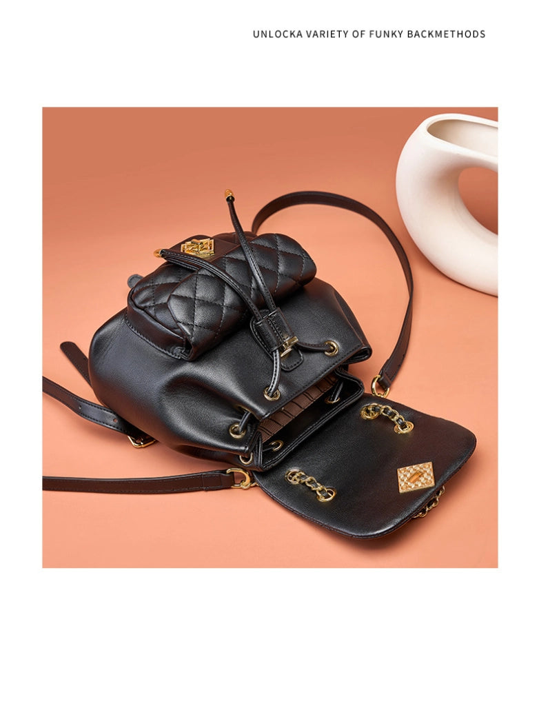 Zaino da donna in vera pelle, nero