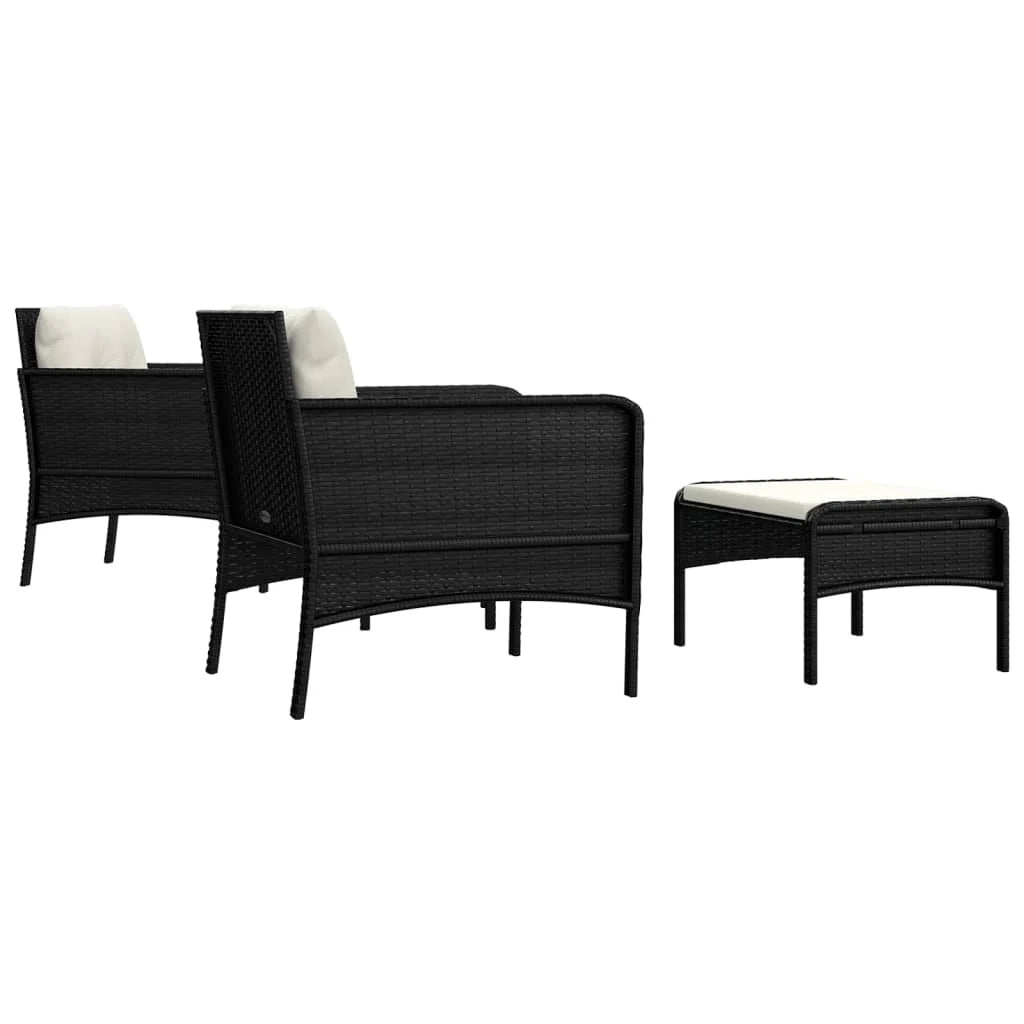 Set di mobili da giardino mobili da esterno 5 pezzi con cuscini resina intrecciata nera 02_0016422