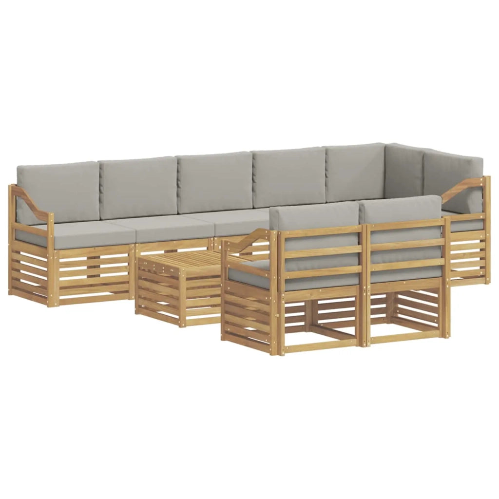 Set di divani da esterno 9 pcs Bianco e Grigio Chiaro