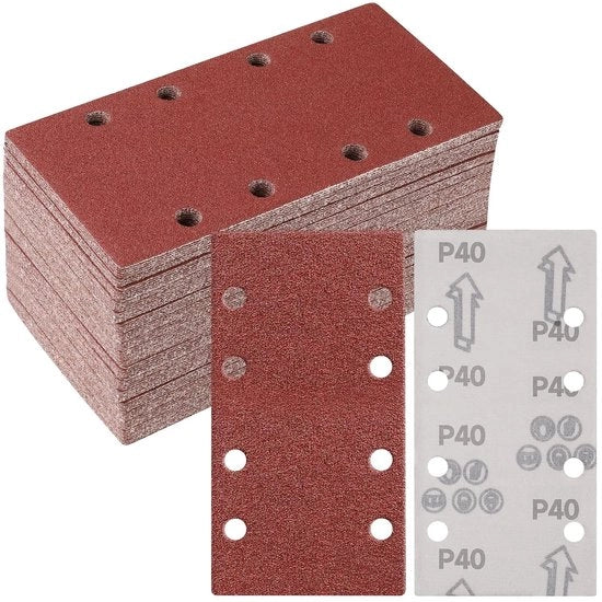 50x Strisce di Rasoio Rettilineo 93x185mm Corso 40 con Adesivo e 8 Fori