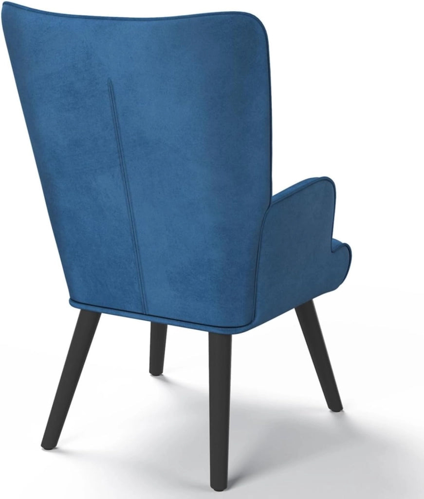 Poltrona scandinava in velluto blu ANIA