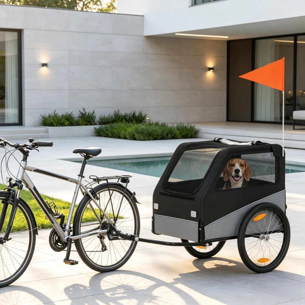 RIMORCHIO BICI PER CANI 20" PER CANI FINO A 20 KG NERO/GRIGIO
